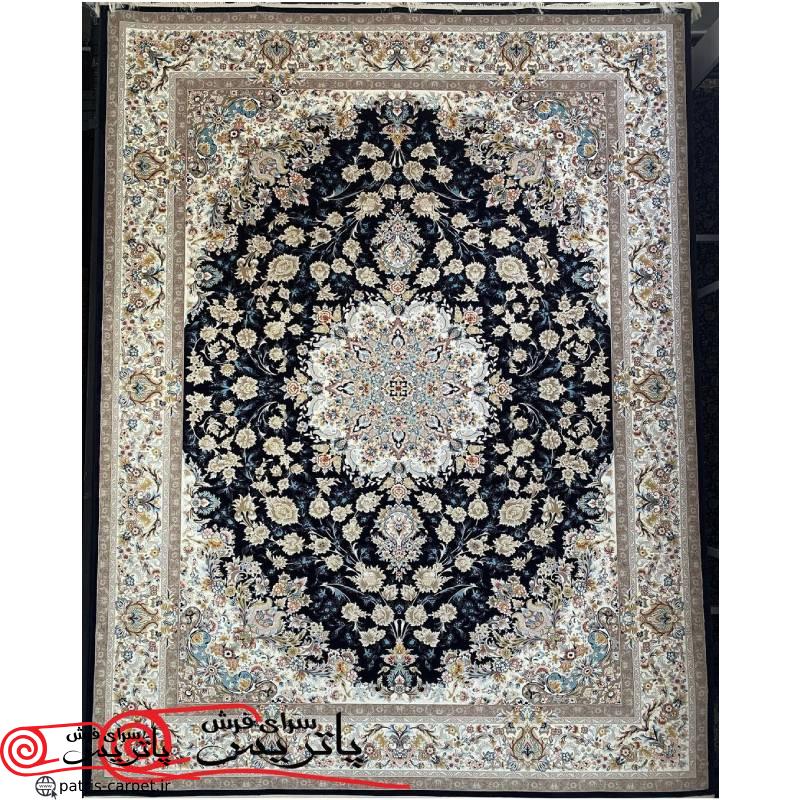 01 فرش پاتریس طرح پامچال سرمه ای اکریلیک