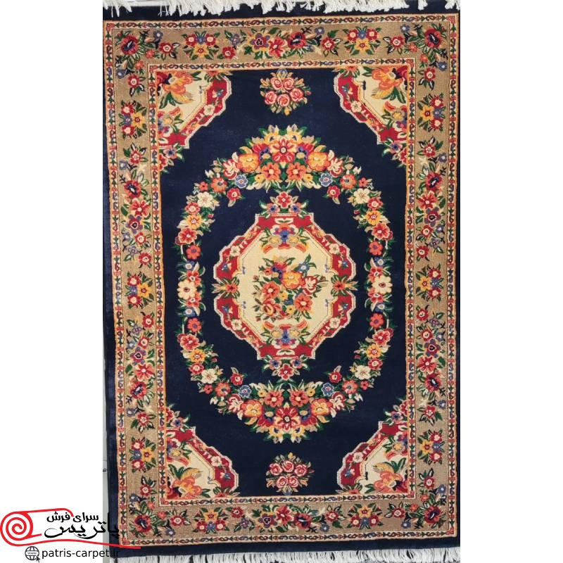 New Project01 فرش گبه طرح گلاب سرمه ای