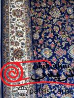 فرش ماشینی-پشمی طبیعی-ابریشمی گیاهی-کد3226-سرمه ای - تصویر 4