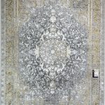 فرش ماشینی زمرد مشهد_طرح گل ابریشم_کد12005_رنگ صدفی_1200شانه_3600تراکم