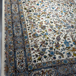 فرش ماشینی-پشمی طبیعی-ابریشمی گیاهی-کد3234 کرم افشان گل مرغ