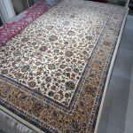 فرش ماشینی-پشمی طبیعی-ابریشمی گیاهی-کد3226 کرم افشان شاه عباسی