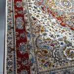 فرش ماشینی-پشمی طبیعی-ابریشم گیاهی کد3216 کرم