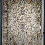 فرش ماشینی-پشمی طبیعی-ابریشمی گیاهی-کد3239-کرم