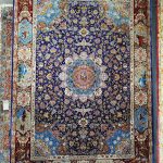 فرش ماشینی-پشمی طبیعی-ابریشمی گیاهی-کد3222-سرمه ای