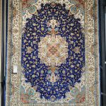 فرش ماشینی-پشمی طبیعی-ابریشمی گیاهی-کد3230-سرمه ای