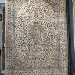 فرش ماشینی-پشمی طبیعی-ابریشمی گیاهی-کد3246-کرم