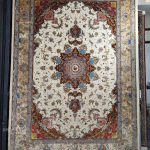 فرش ماشینی-پشمی طبیعی-ابریشمی گیاهی-کد3242-کرم