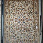 فرش ماشینی-پشمی طبیعی-ابریشمی گیاهی-کد3223-کرم