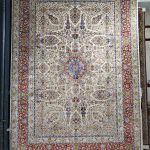 فرش ماشینی-پشمی طبیعی-ابریشمی گیاهی-کد3250-کرم