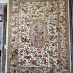 فرش ماشینی-پشمی طبیعی-ابریشمی گیاهی-کد3249-کرم