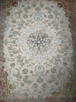 فرش ماشینی خاطره کویر کاشان-کد طرح 3102-رنگ کرم صدفی حاشیه قرمز-1200شانه-3600تراکم - تصویر 5