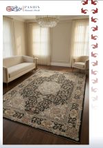 پاشین|فرش دستبافت گونه|پشم طبیعی|ابریشمی گیاهی 17 رنگ |کد4821|مشکی