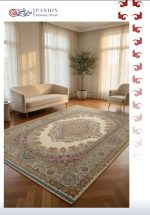 پاشین|فرش دستبافت گونه|پشم طبیعی|ابریشمی گیاهی 17 رنگ |کد4811|کرم